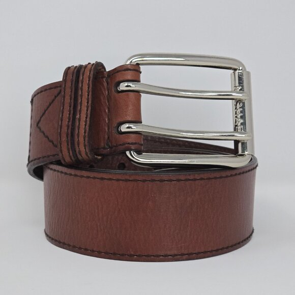 MICHAEL Michael Kors Brown Leather Wide Belt XL Silver Tone  display picture 3